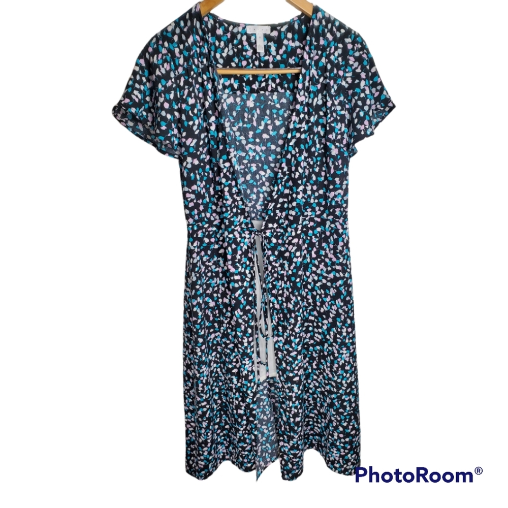 Anthropologie Leith Wrap Dress Cover-Up Open Front Floral Med